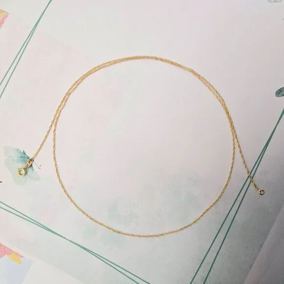 Dainty Rose Gold Twisted Rope Chain Necklace, 24 Inch, Gold Plated, XPNL0108 - Picture 11 of 12